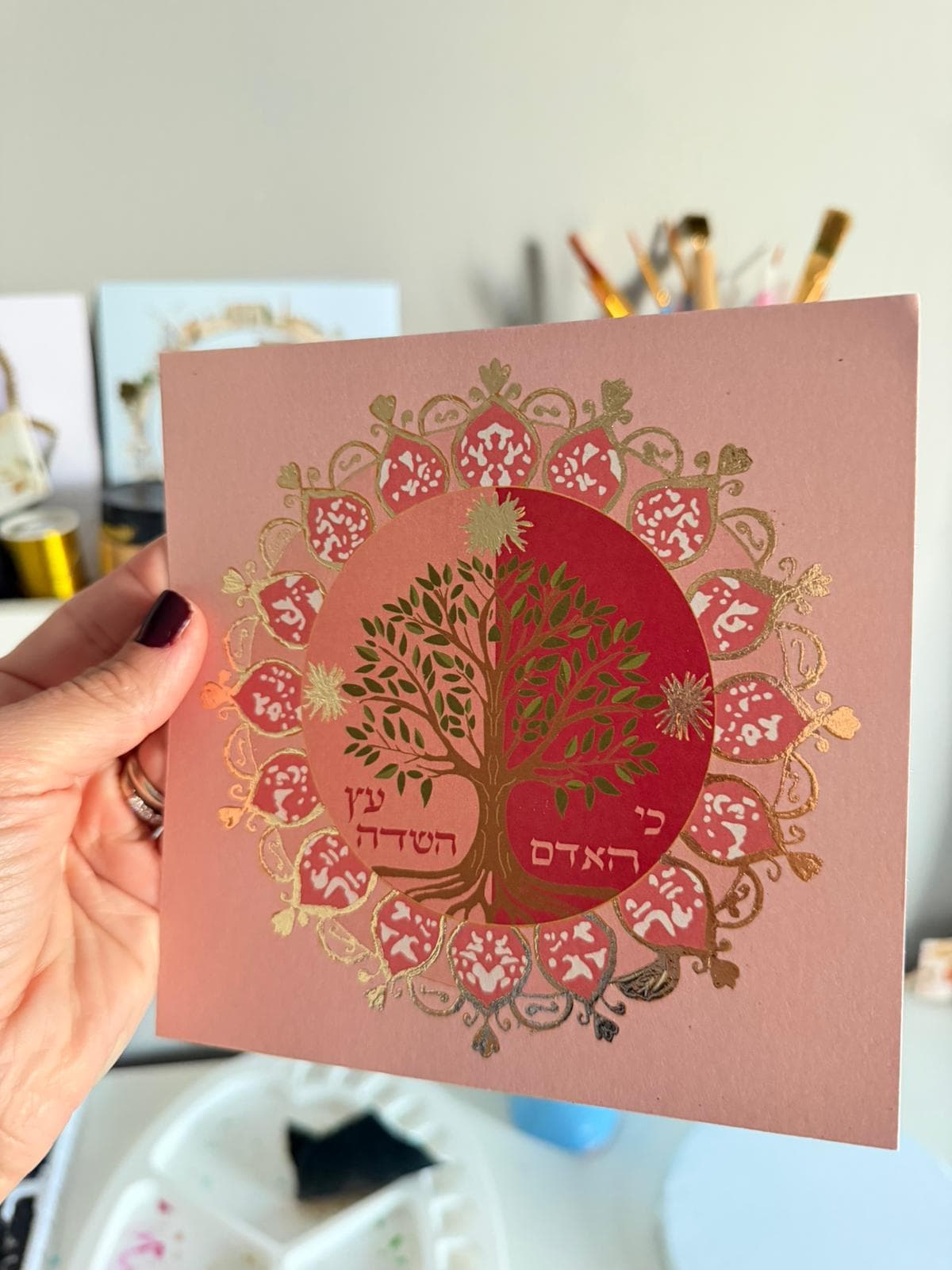 Handcrafted Tree of Life with gold leaf